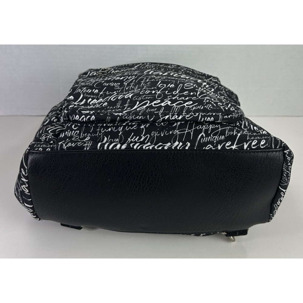 Sakroots Black Backpack White Script Print Convertible Travel Boho Bag Keychain - Picture 16 of 16